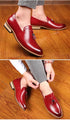 Elegant Pointed Toe Leather Oxfords for Men - Formal Office, Wedding, and Party Dress Shoes Featuring Comfortable Slip-On Design and Durable Rubber Outsole
